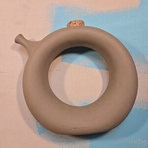 VTG Hartstone USA Stoneware Ring Flask Donut Wine Decanter MCM Signed Studio Art